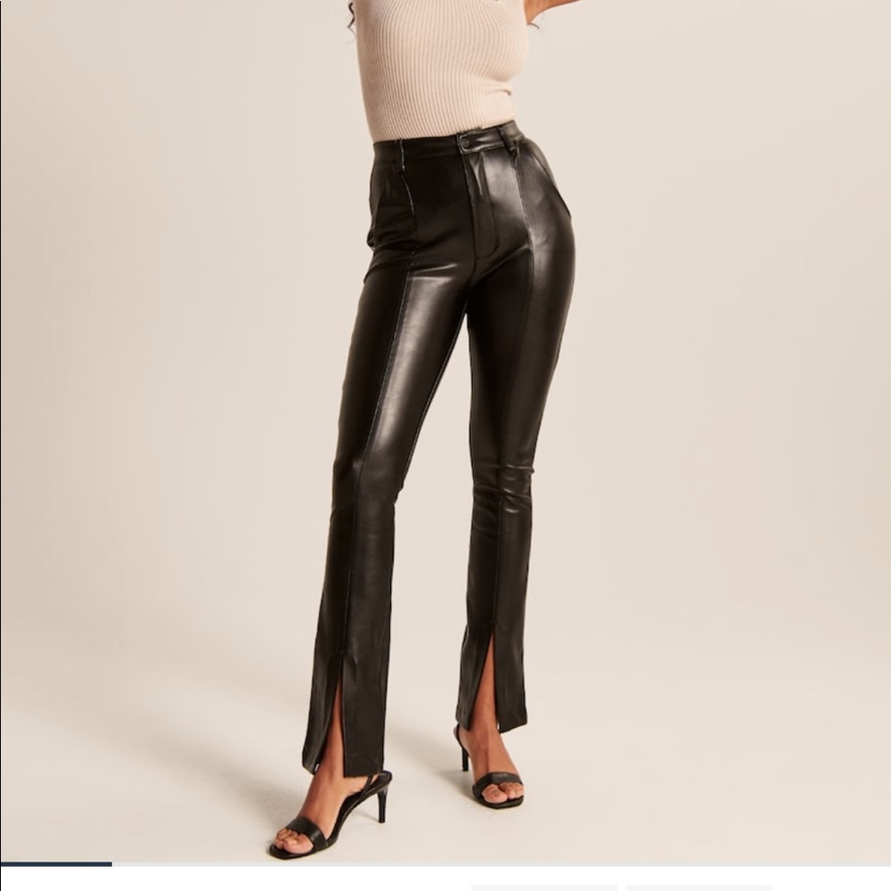 Abercrombie & Fitch Women's Curve Love Vegan Leather Split-Hem Pants size 4